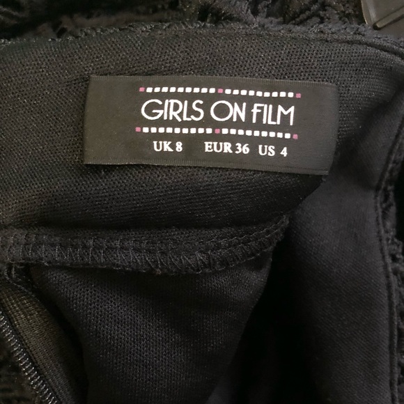 GIRLS ON FILM, Women’s Black Embroided Pencil Skirt, Size 8/S, Midi, Lace Detail - Picture 6 of 9